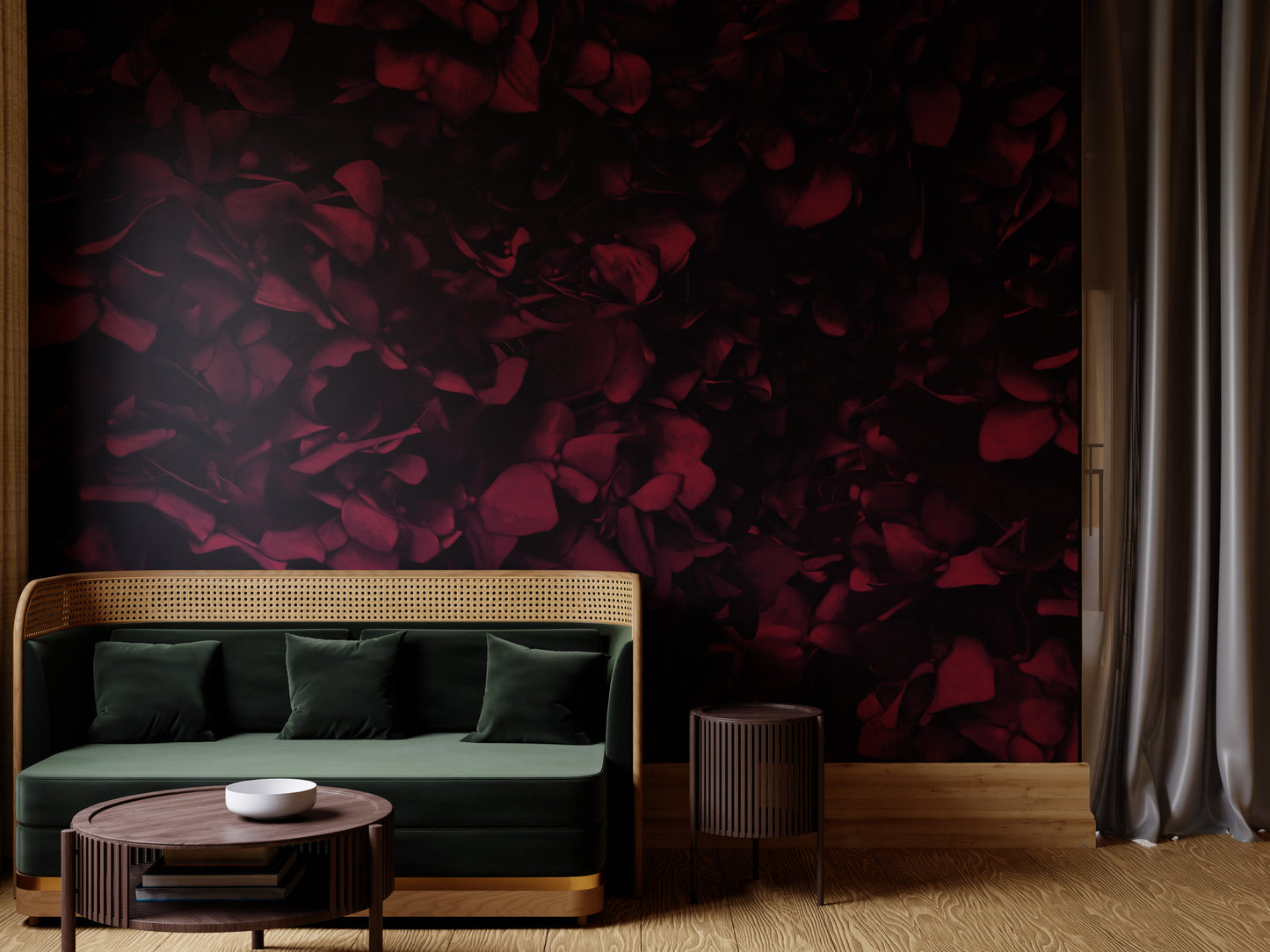 Red Wine Hydrangea Mural Wallpaper