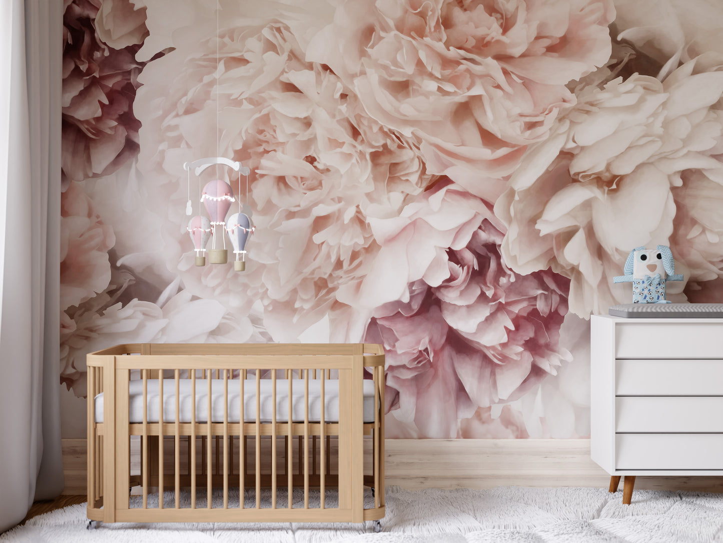 Peach Peony Mural Wallpaper