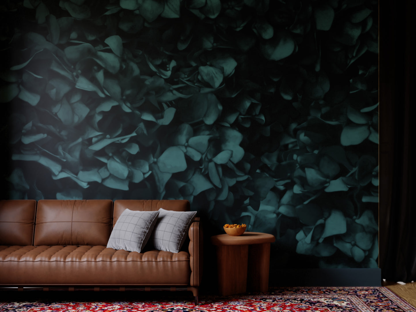 Forest Green Hydrangea Mural