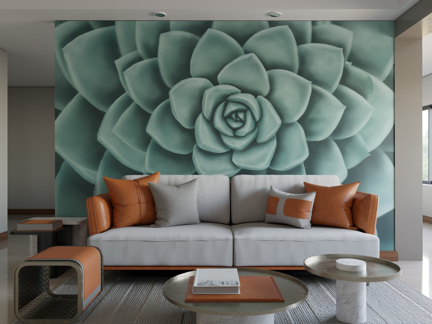 Mint Green Echeveria Mural Wallpaper