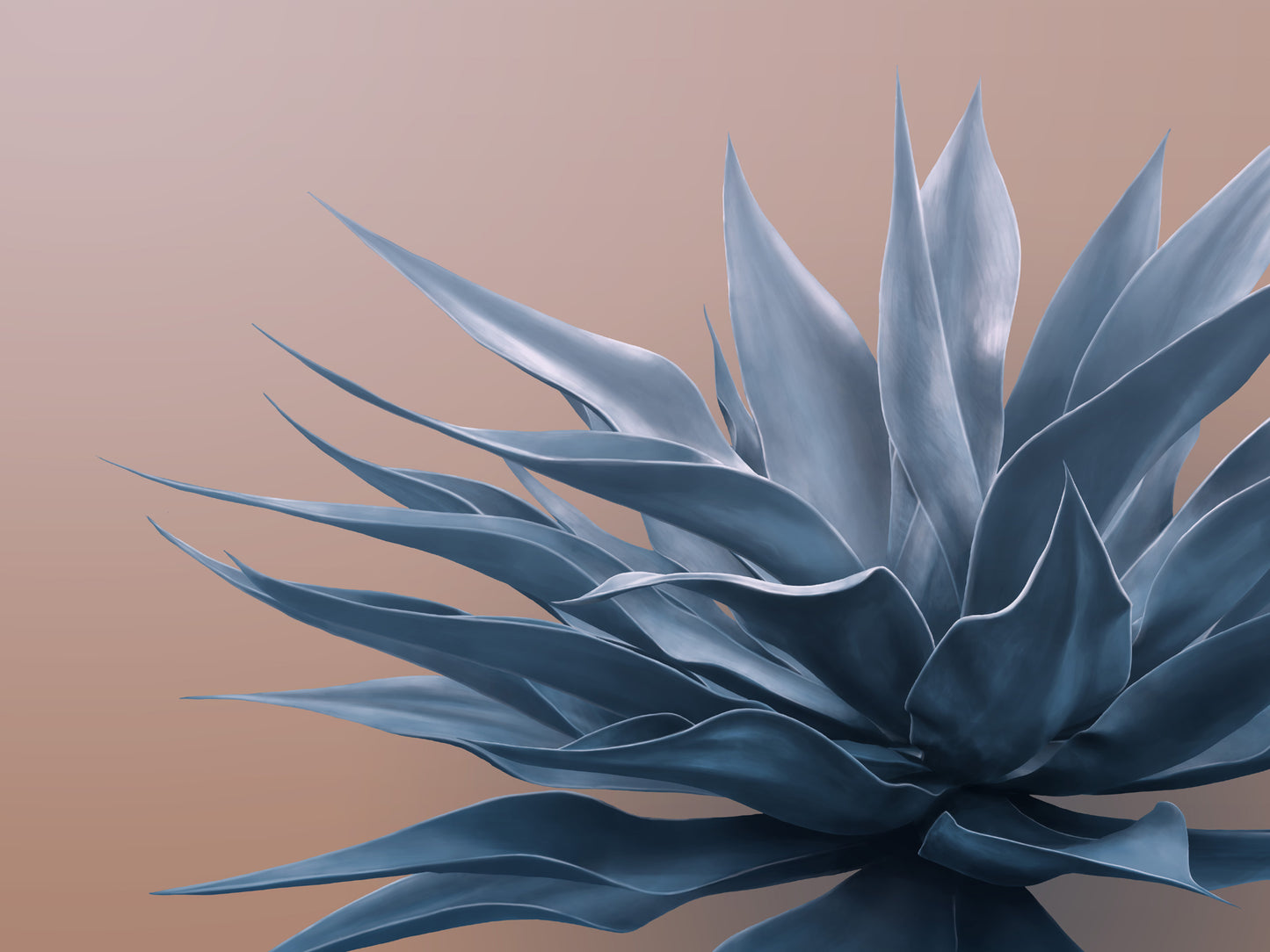 Blue on Peach Agave Mural Wallpaper