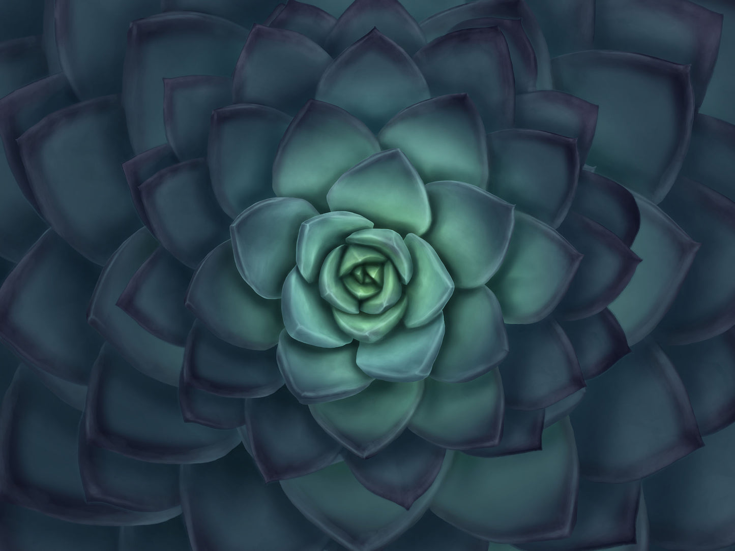 Deep Blue Echeveria Mural Wallpaper
