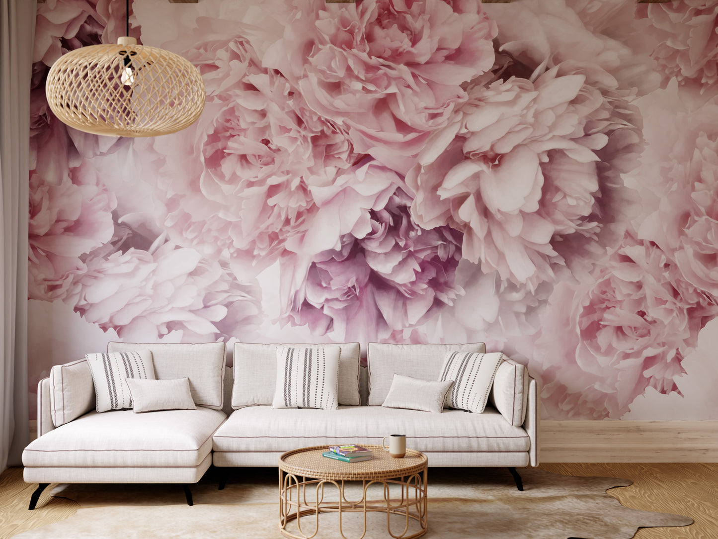 Pink Peony Mural Wallpaper