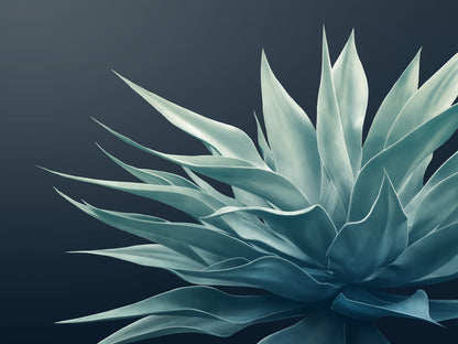 Pale Green on Deep Blue Agave Mural Wallpaper