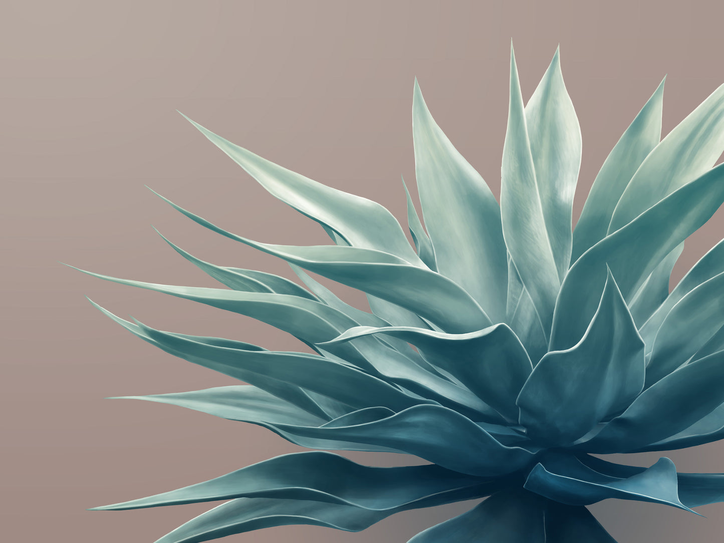 Pale Green on Dusty Pink Agave Mural Wallpaper