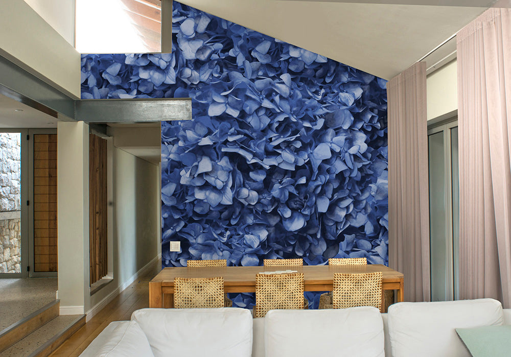 Dusty Blue Hydrangea Mural Wallpaper